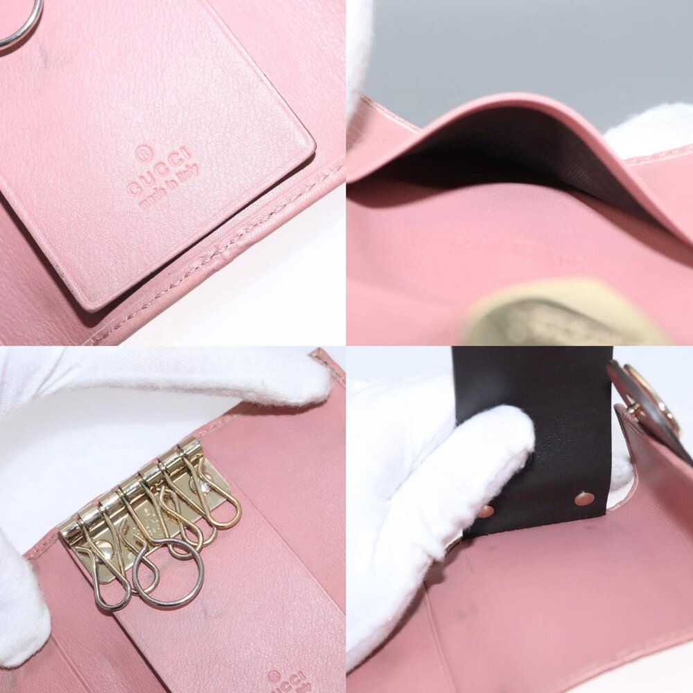GUCCI GG Canvas Guccissima Key Case Leather Pink 203551 Auth am7751 - Picture 14 of 14